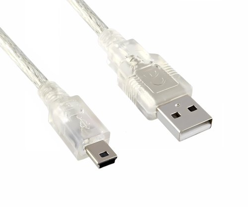 DINIC USB 2.0 Kabel, A Stecker auf 5pin mini Stecker, AWG 28/26, transparent, 2,00m, DINIC Box